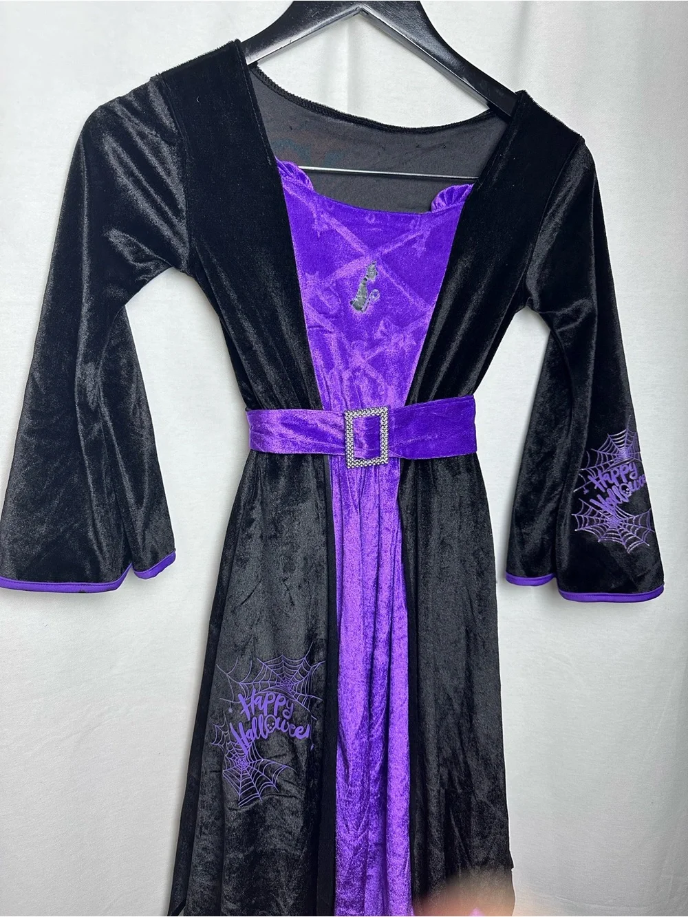 Kids Black and Purple Witch Costume with Hat - Halloween Dress-Up
